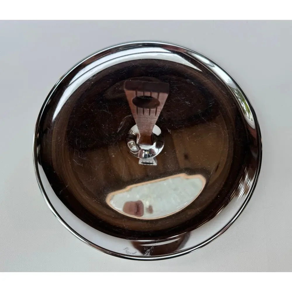 Vintage Mid Century Modern Chrome Serving Tray with Rotating Wood Handle